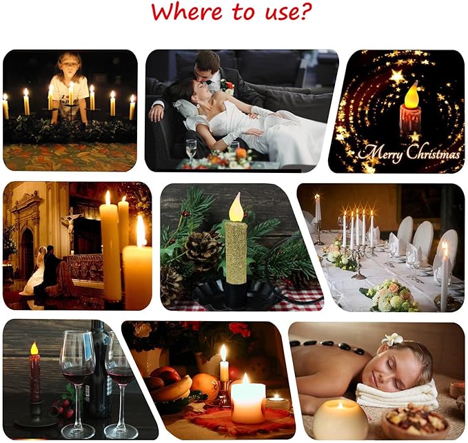CVHOMEDECO. Glitter Flameless Candles Flickering Battery Operated LED Taper Candles with Timer for Home, Wedding, Halloween, Christmas Decor. Gold, 4-3/4 Inch, Set of 2