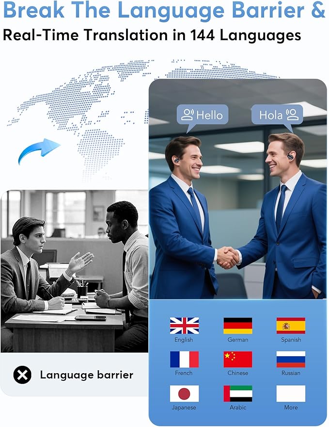 AI Translation with LCD Touch Screen, Real-Time Translator for 144 Languages & Accents, Perfect for Travel, Business & Learning, Sapphire Blue