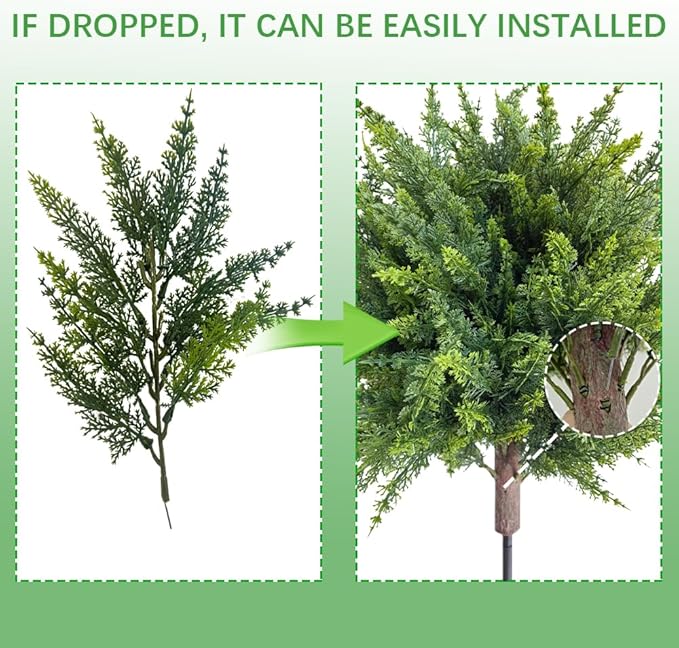 Christmas Decorative Plants Artificial Topiary Trees with Spike, 2pcs UV Resistant Artificial Bushes, Artificial Fake Plants Shrubs for Doorway Porch Garden Decorate (Green)