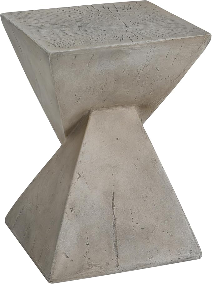 Modern Side Table with Geometric Design, Stylish Accent End Table for Living Room & Bedroom, Contemporary Black Accent Furniture for Home Decor (Light Gray)