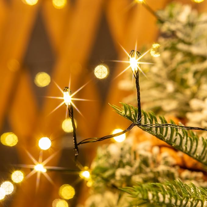Firecracker Fairy Lights,20FT 200Leds Waterproof Twinkle Lights Plug in,8 Modes Remote String Light for Indoor Outdoor Christmas Wedding Birthday Patio Garden Decor,Green Wire,Warm White