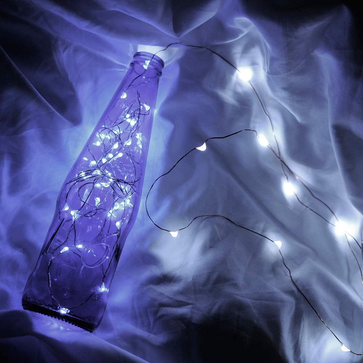 Led Fairy Lights Battery Operated, 2 Packs Mini Battery Powered Copper Wire Starry Fairy Lights for Bedroom, Christmas, Parties, Wedding, Centerpiece, Decoration (5m/16ft Cool White)