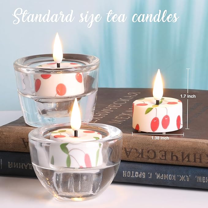 Eywamage Christmas Flameless Tealights with Remote Batteries, Flickering LED Tea Votive Candles Holiday Home Decor Set of 12