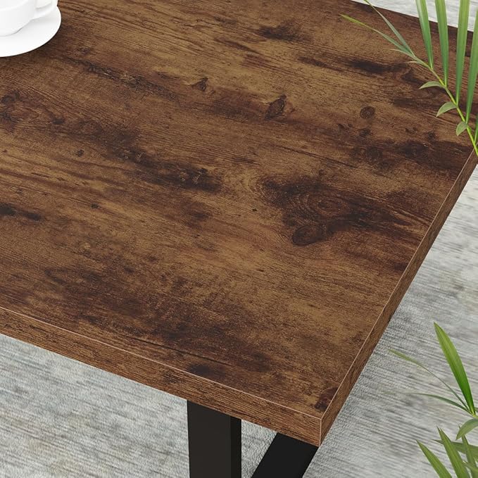 IBF Rustic Living Room Table, Simple Industrial Rectangle Coffee Table, Modern Minimalist Farmhouse Wooden Center Table, Wood and Metal Vintage Coffee Table for Bedroom Office, Rustic Brown, 47 Inch
