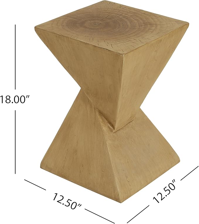 Modern Side Table with Geometric Design, Stylish Accent End Table for Living Room & Bedroom, Contemporary Black Accent Furniture for Home Decor (Light Natural)