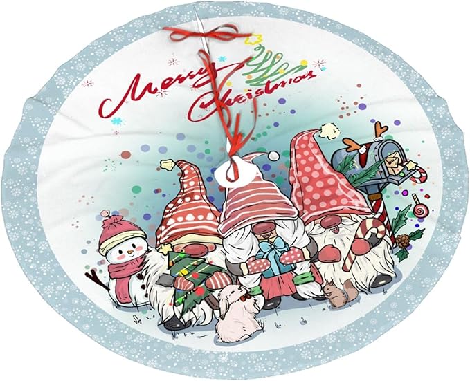 Gnomes Christmas Tree Skirt 36" Christmas Gnomes Christmas Tree Skirts Tree Mat for Halloween Christmas Xmas Festive Party Yard Decorations Indoor Outdoor Ornaments
