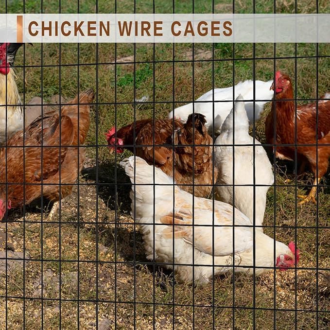 Tongmo 3 ft x 50 ft Black PVC Coated Welded Wire Fence, 16GA Garden Chicken Wire Fence Roll, Mesh Size 2" x 4" Hardware Cloth, Ideal for Yard Protection and Poultry Netting