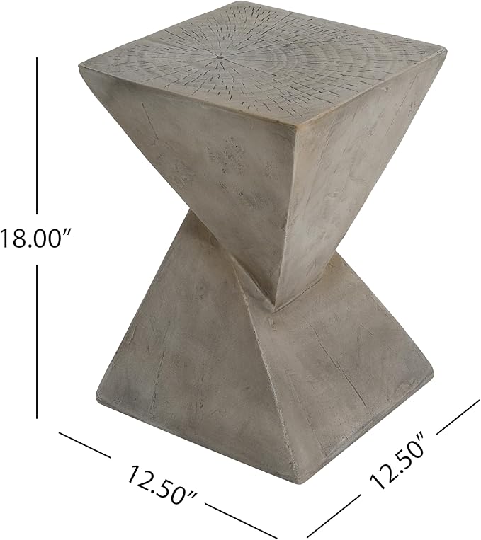 Modern Side Table with Geometric Design, Stylish Accent End Table for Living Room & Bedroom, Contemporary Black Accent Furniture for Home Decor (Light Gray)