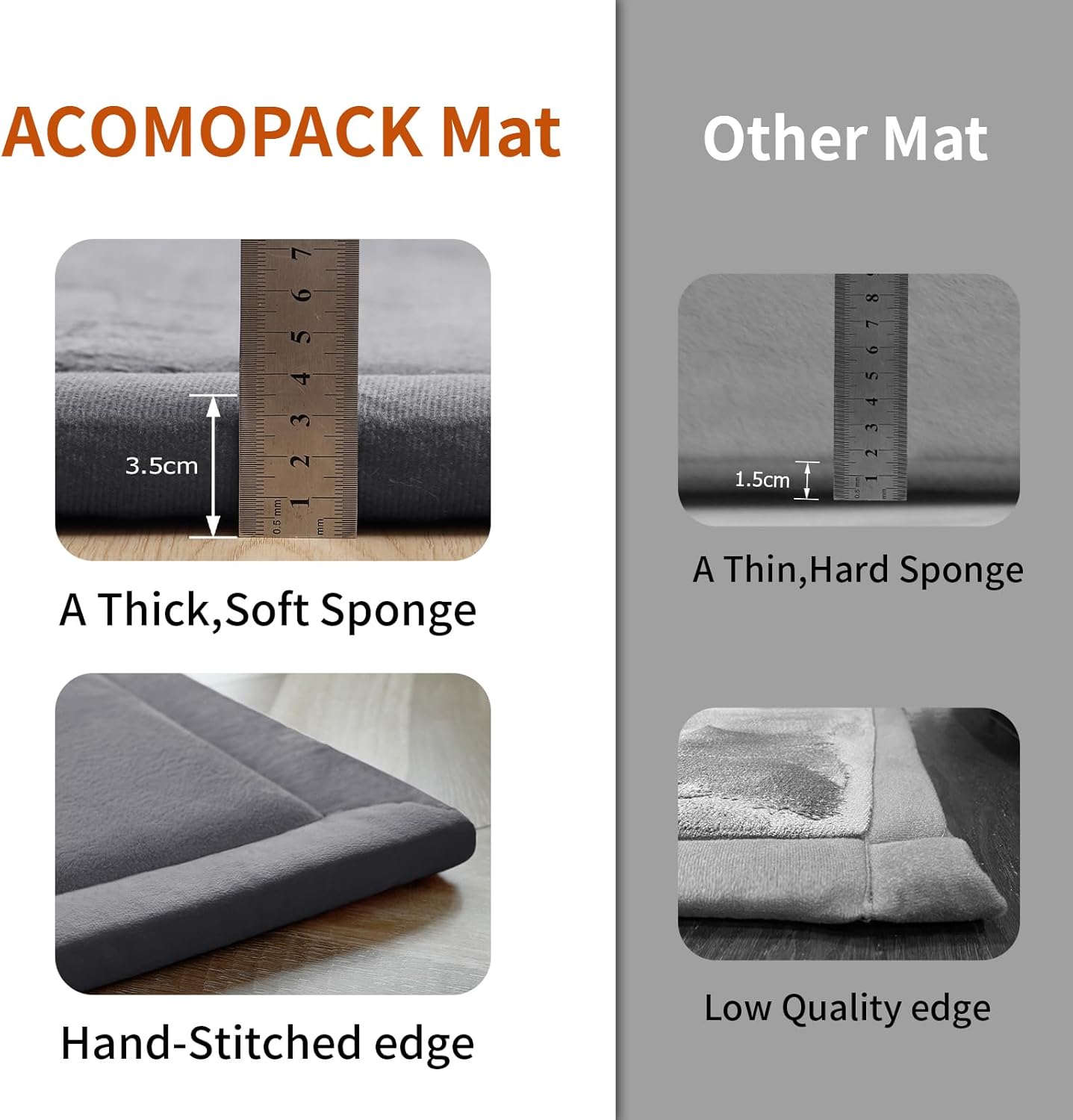 ACOMOPACK Baby Play Mat for Floor,1.3" Thick Memory Foam Area Rug for Living Room,Soft Velvet Crawling with Non-Slip Bottom for Kid,Toddler,59"×71" Tummy Time Nursery Rugs,Yoga（Dark Grey）