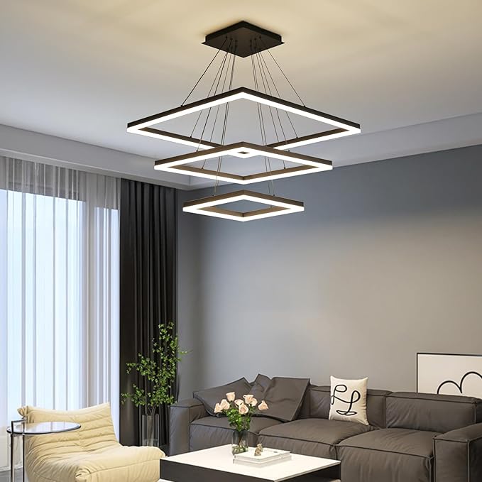 Ceiling Chandelierst, with Remote Control Dimmable 3 Color Mode & Brightness (Warm & Cool & Neutral Light) Ceiling Chandelier, Acrylic Anti-Flicker Dining Light Fixture for Kitchen