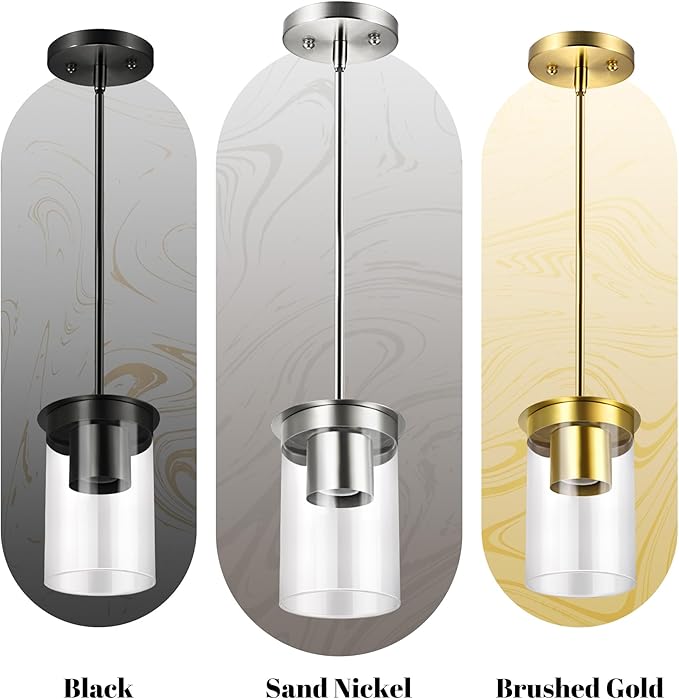 Modern Pendant Light Glass Shade, Kitchen Island Pendant Lighting with Glass Shade for Dining Room,Bedroom, Bar,Office,Farmhouse Brushed Gold,1Pack-4.72 Inch Shade 40 Inch Cord