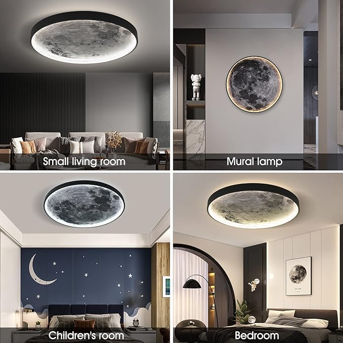 Flush Mount Led Dimmable Ceiling Light Fixture with Remote Control,23.6 "Wall Mounted Decorative Moon Ceiling Light for Bedrooms and Living Rooms.(50W)