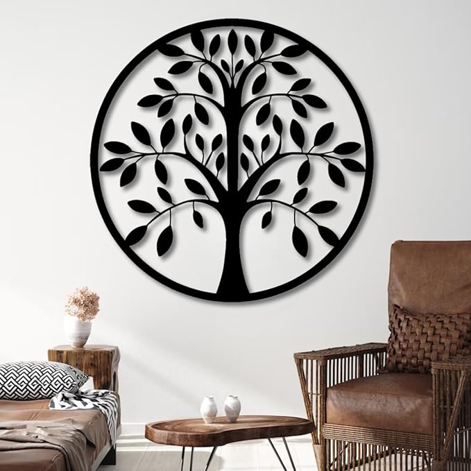 Tree of Life Wall Art,Metal Tree Wall Decorations for Living,Dining Roo,Tree of Life Metal Wall Art(24"×24",Style 3)