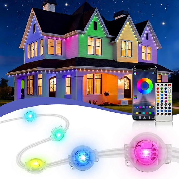 XINKAITE 100ft Permanent Outdoor Lights for House, 2025 Eave Lighting with App/Remote Control, IP67 Waterproof smartlight for Christmas, Halloween, Holiday, Party, Daily