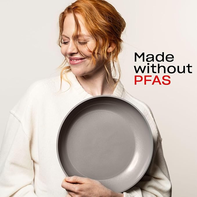 Fissler Ceratal Comfort Ceramic 9.5 Inch Non-Stick Frying Pan, Warm Grey, Made without PFAS