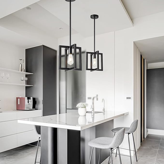Mini Pendant Lighting for Kitchen Island Black, 1-Light Industrial Pendant Lighting