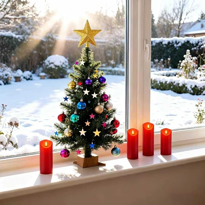 24-Pack Red Flameless LED Candles with Remote - Realistic Flickering Battery - Operated Pillar Candles for Christmas, Home Decor, Weddings, Parties.