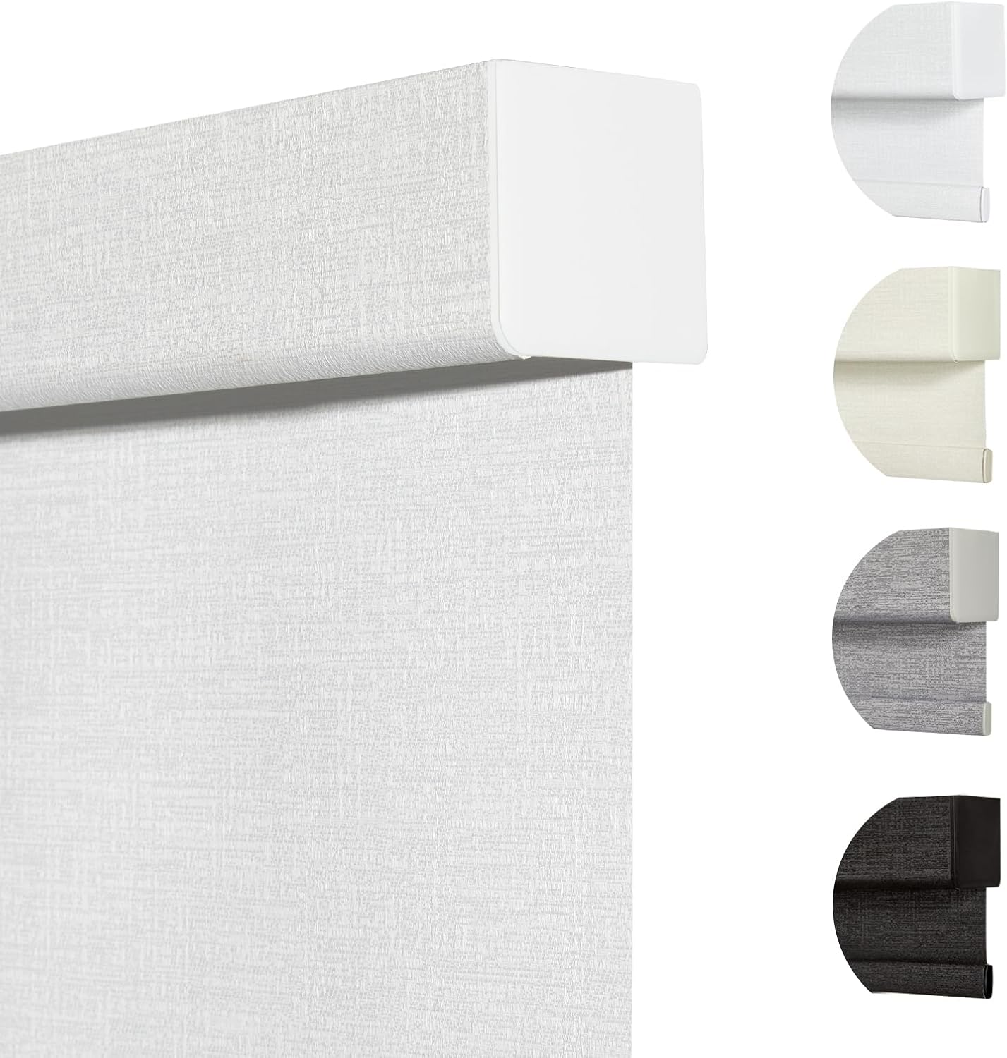 Persilux Blackout Roller Shades & Blinds Windows Shades Free-Stop Blackout Blinds with Jacquard Fabric,Cordless Blinds Pull Down Shades for Home, Easy to Install for Door/Office, White(42" W x 64" H)