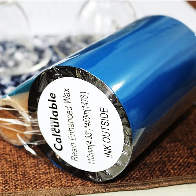 4.33" x1476' (110mmx450m) Thermal Transfer Ribbon Ink Outside Wax Ribbons Resin Enhanced Wax for Zebra GK420D SM4 ZT410 GC420t GK420t GX420t GX430t Tec Datamax Intermec Citizen Printer
