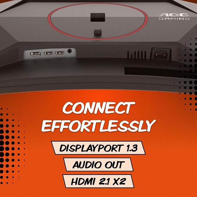 AOC CQ27G4ZH 27" Curved Gaming Monitor, QHD 2K 2560x1440, 1500R VA, 300Hz 0.3ms MPRT, HDMI x2, DP x1, Height Adjustable Stand, HDR, 3-Year Zero-Bright-dot