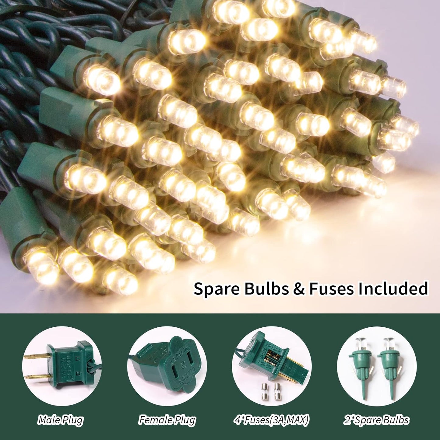 100 Count Warm White - String Lights - 21.6FT LED Christmas Lights, Mini led Lights for Indoor Outdoor Home Holiday Party Wedding Independence Day Decoration