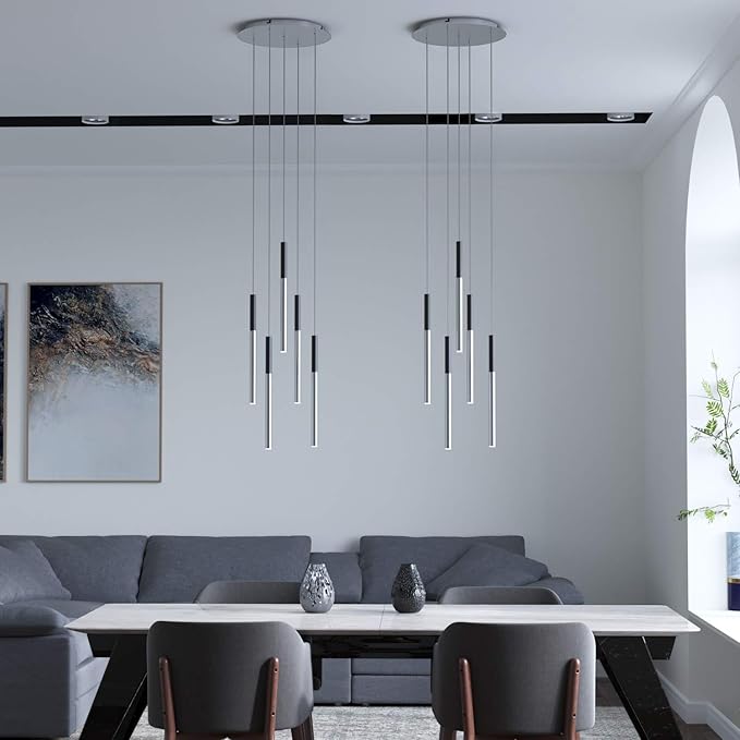 ALTAIR 5 Mini Pendant Lighting Black-Nickel - LED Hanging Light Fixture for Kitchen Island, Bar, Foyer - Cluster Pendants - Dimmable, Adjustable Wire, Lamp Bulb Included
