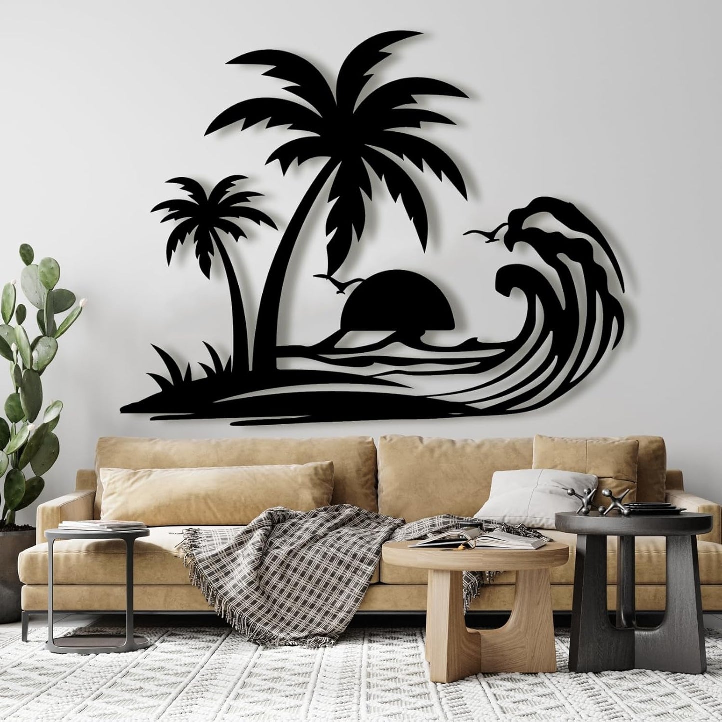 Palm Tree Metal Wall Decor,Palm Tree Metal Wall Art,Metal Palm Tree,Metal Palm Tree Wall Decor,Tropical Metal Wall Art,Beach Wall Decort,Metal Wall Decor (style 1,white,30 L" x 23 W" / 76 x 60 cm)