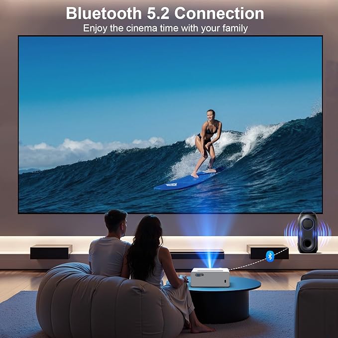 Native 1080P 5G WiFi Bluetooth Projector, FULL HD Portable Outdoor Movie Projector, 4K Supported, 450" Display Video Projector for Home Theater, Compatible with TV Stick Smartphone/HDMI/USB (White)