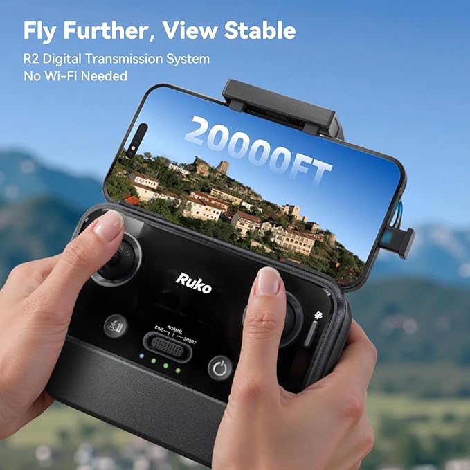 Ruko U11MINI 4K, Drones with Camera for Adults 4K Video 8K Photo, Under 249g, 3-Axis Gimbal EIS, 20000ft FPV Transmission, AI Takeoff/Landing, Auto Return, GPS with Beeper, Beginner (96-Min Flight)