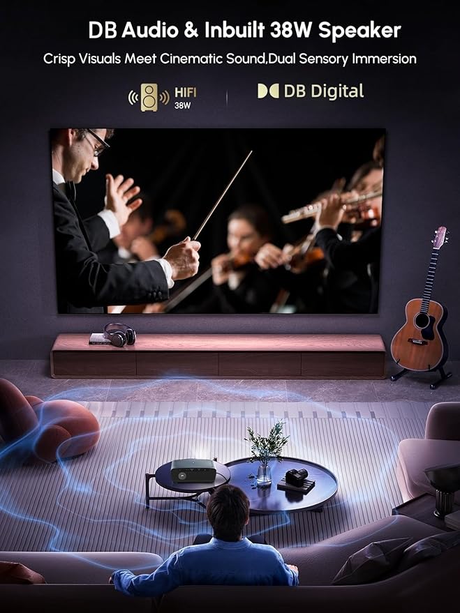 Smart 4K Projector with Certified Apps,Google TV,WIFI6&Bluetooth,2400ANSI Lumen Ultra HD Daytime Projector,ToF Auto Focus,DB Audio,HDR10,NFC,HDMI ARC,1.26 Throw Ratio for Home Theater Outdoor Movie