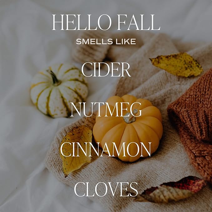 Sweet Water Decor Hello Fall Soy Candles - Fall Candle with Hot Cider, Cinnamon, Cloves, and Nutmeg Scent for Home - Soy Candle with 40 Hours Burn Time - 9Oz Black Lid Amber Jar Candles Fall Scents