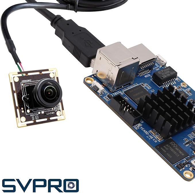 SVPRO 5MP 30FPS Fisheye USB Camera Module 200 Degree Ultra Wide Angle Webcam Board IMX335 Sensor Low Light Computer Vision Industrial Security Camera for PC,Raspberry Pi, Jeston Nano(M12 Lens)