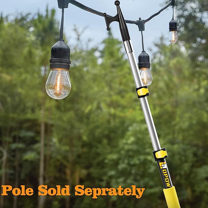 Light Utility Hook Tool Attachment, Christmas Hook Screw On Pole Attachment (Pole NOT Included, Fits on 3/4 inch Acme Thread) Multi-Purpose Installation, String Lights, Birdfeeders (2 Pack)