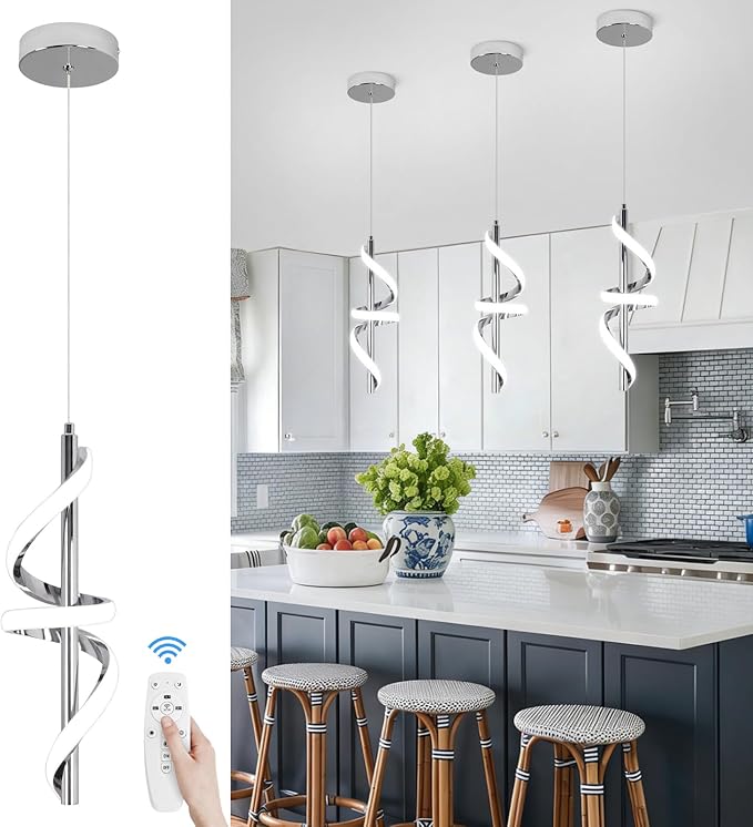 CANEOE Modern LED Pendant Light for Kitchen Island, 3000K-6000K Dimmable Kitchen Island Pendant Lighting for Dining Room Bar Living Room Bedroom Hanging Light Fixtures,1 Pack