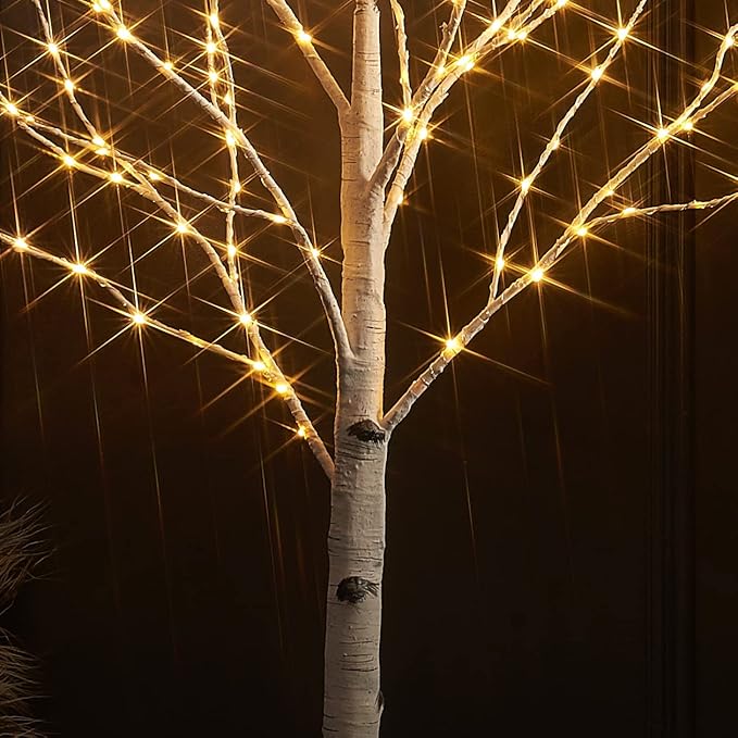 Hairui Lighted Birch Tree with 330L Warm White and Multi Color Fairy Lights 8 Functions 6FT, Faux Tree with Lights for Indoor Outdoor Christmas Party Easter Decoration