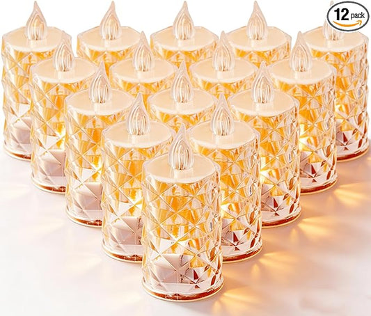 12-Pack Tea Lights Candles Battery Operated,Realistic Flicker & 200+ Hour Runtime - for Centerpieces, Weddings, Halloween, Christmas Decorations & Home Decor