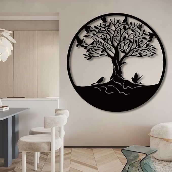 Tree of Life Wall Art,Tree Wall Plaque,Metal Tree of Life Wall Decor,Living,Dining Room Wall Decor(35"×35", Style 6)
