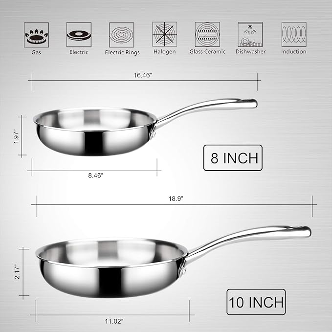 Duxtop Whole-Clad Tri-Ply Stainless Steel Stir-Fry Pan Kitchen Induction Cookware 10 Inches