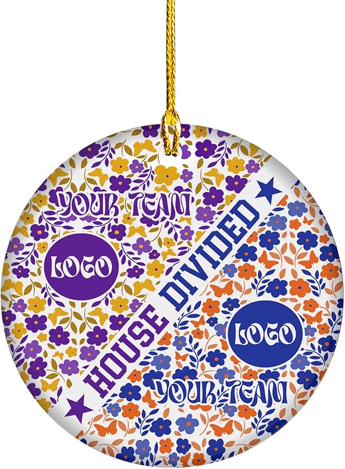 House Divided Ceramic Ornament 2025 - Customized Team Name Ornament - Football Ornaments Decoration - Sports Personalized Ornaments - Xmas Tree Decor - Gift for Sport Lover - Gifts for Christmas