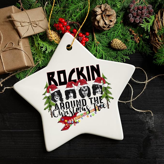 Iconic Hard Rock n Roll Guitar Christmas Ornament, Rockin Around The Christmas Tree