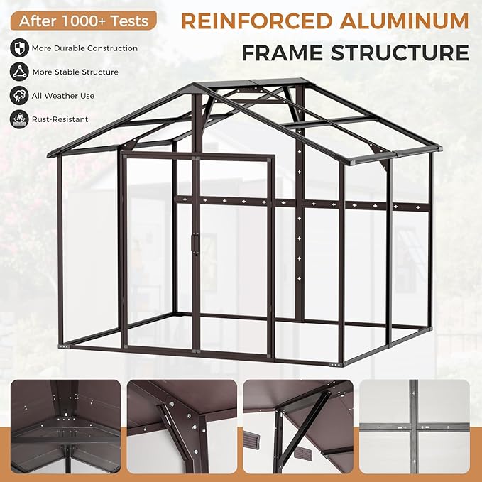 8x8 FT Outdoor Storage Shed, Waterproof Resin Shed with Floor Included & Lockable Door & Window & Vents, Outside Plastic Sheds for Backyard, Patio, Poolside, Lawn, Dove Grey