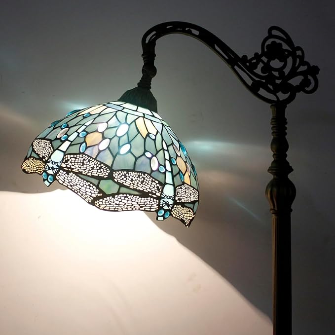 Tiffany Floor Lamp Base Only, for 12-18 Inch Stained Glass Lampshade Height 67 Inch Bronze Finished Resin Base Antique Standing Lighting Base Replacement Only Wide 11 Inch(E (W11H67 Inch))