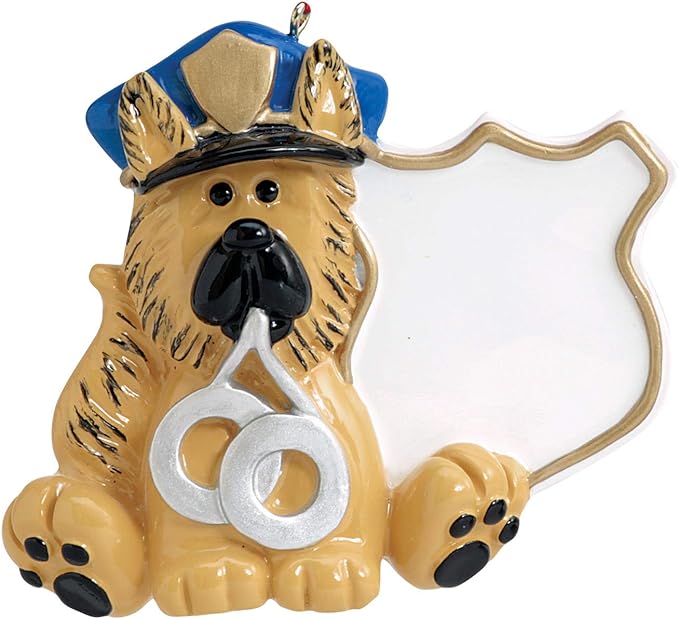 3D Brown Police Dog Christmas Ornament 2025 - Personalized K9 Ornaments for Christmas Tree - Custom Dog Ornaments for Xmas Tree - Unique Xmas Gifts for Dogs - Gifts for Pet Lovers & Pets