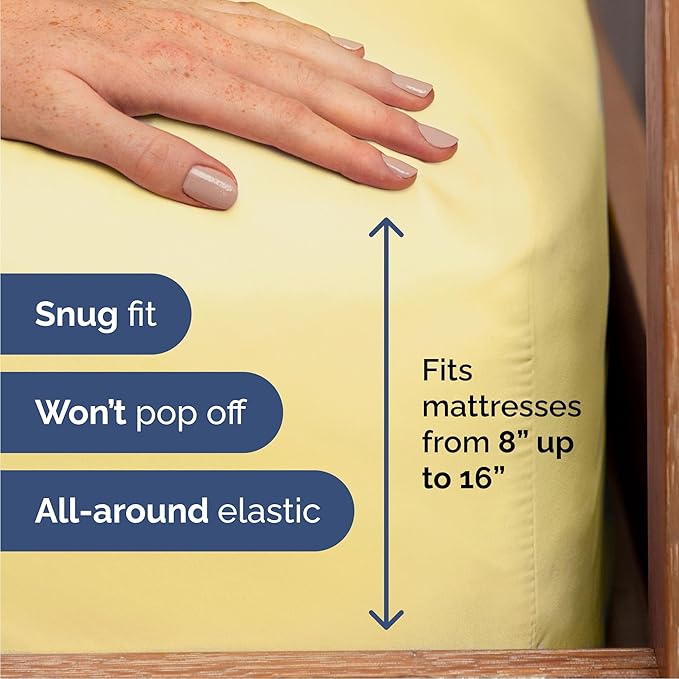 Cal King Size 4 Piece Sheet Set - Comfy Breathable & Cooling Bed Sheets Set - Hotel Luxury Bedding for Women, Men, Kids, Teens, Boys & Girls - Deep Pockets, Soft and Wrinkle Free - Oeko-Tex - Yellow