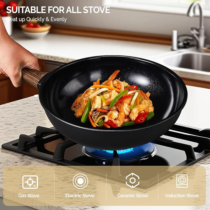 Bonnlo 20 PCS Non-Stick Cookware Set, Cast Aluminum Pots and Pans Set, Induction RV Kitchen Cook Set, Dishwasher Safe, PFAS PFOA & PFOS Free, for Home