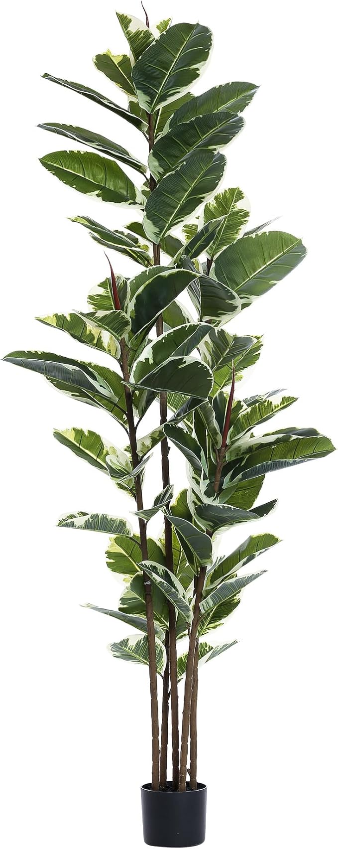 Artificial Rubber Tree Plant 6ft Tall Faux Ficus Tree Potted Fake Tropical Plants Decorative House Plants Large Floor Artificial Trees for Home Office Decor, Without The Pot