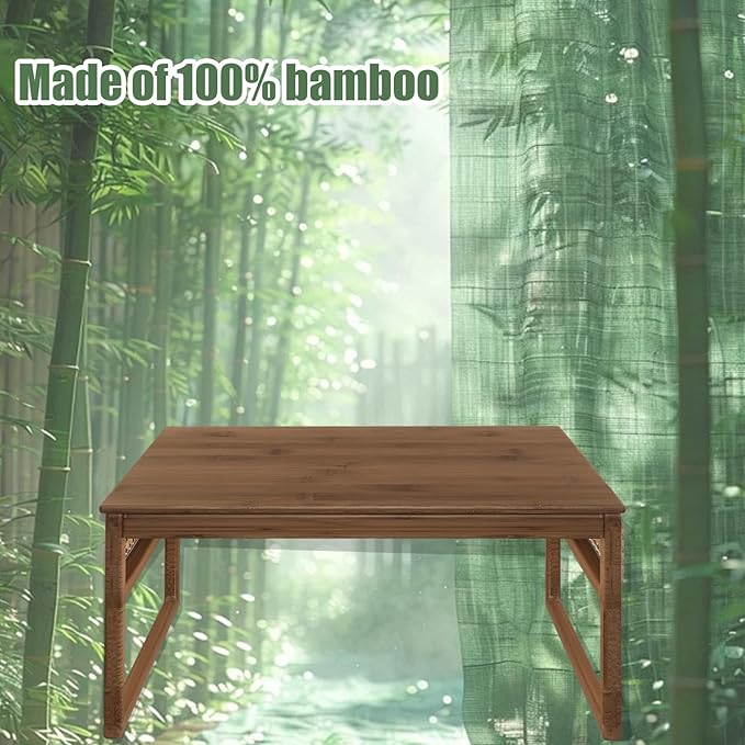 Japanese Floor Coffee Table,Bamboo Low Table for Sitting,Japanese TeaTable for Tatami Living Room Bay Window Meditation (Brown Color)
