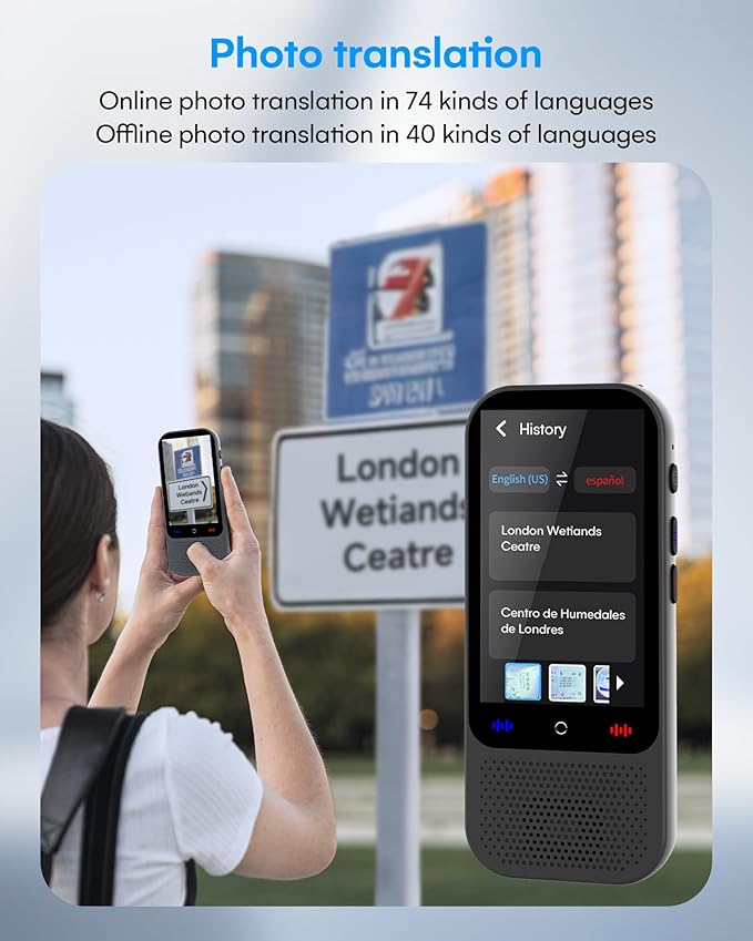 Marsno Language Translator Device 138 Languages, S80 Pro Ai Translator No WiFi Needed,Real-Time Two-Way Voice Translation, Portable Translator with ChatGPT for Travel Business Learning (Dark Grey)