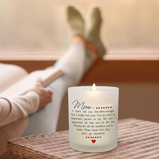 TEEZWONDER Christmas Birthday Gifts for Mom - Long Lasting Vanilla Lavender Candle 10 oz - Mom Gifts from Daughter Son, Mother Gift Ideas, Gift for Mama Mother in Law, Candles for Women