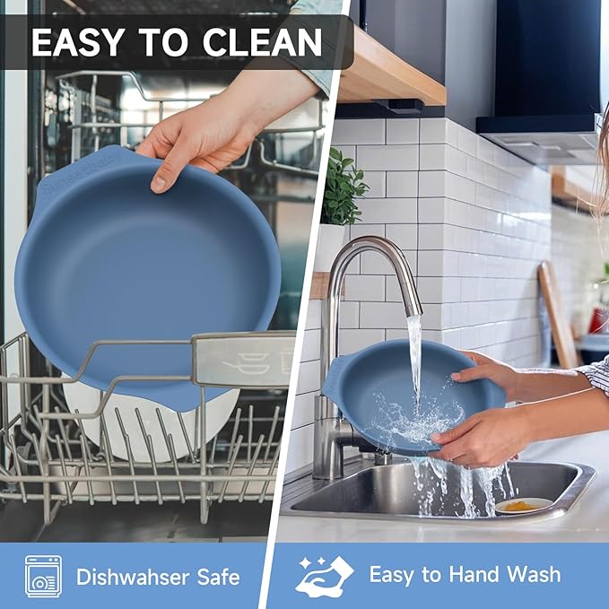 Silicone Pan Protectors & Separators for Stacking (10 & 12 Inch) - Non-Toxic, Heat-Resistant Pads | Dishwasher Safe, Durable Cookware Protector (Blue, Mixed)